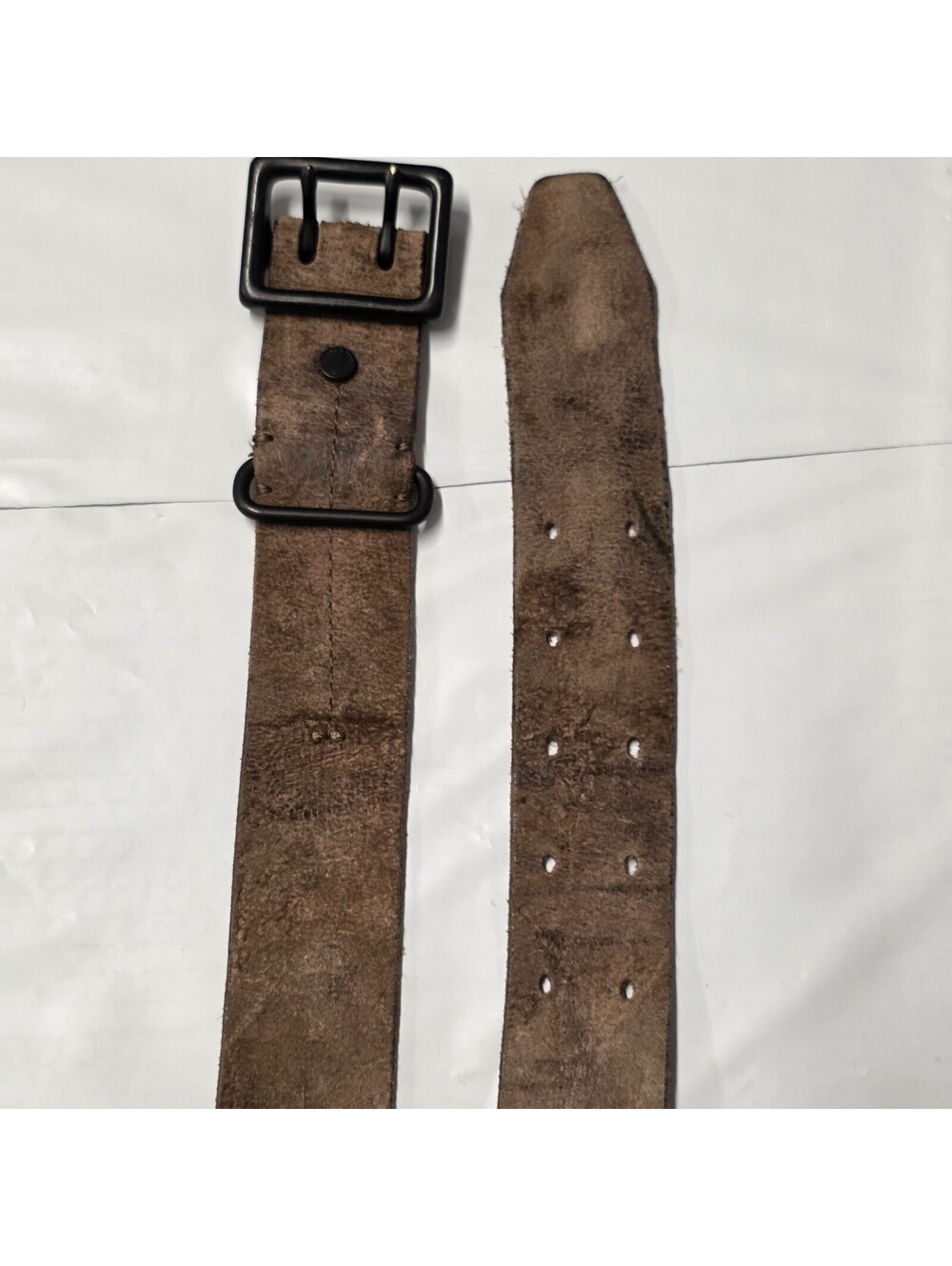 Rag And Bone Harrington Belt  1.5" Width  Double Hole Detailing Brown Suede  32
